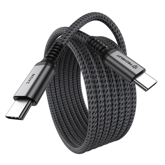 Cable de Datos y Carga USB-C - USB-C Techsuit TitanSync Pro CX2, 240W, 1m, Gris