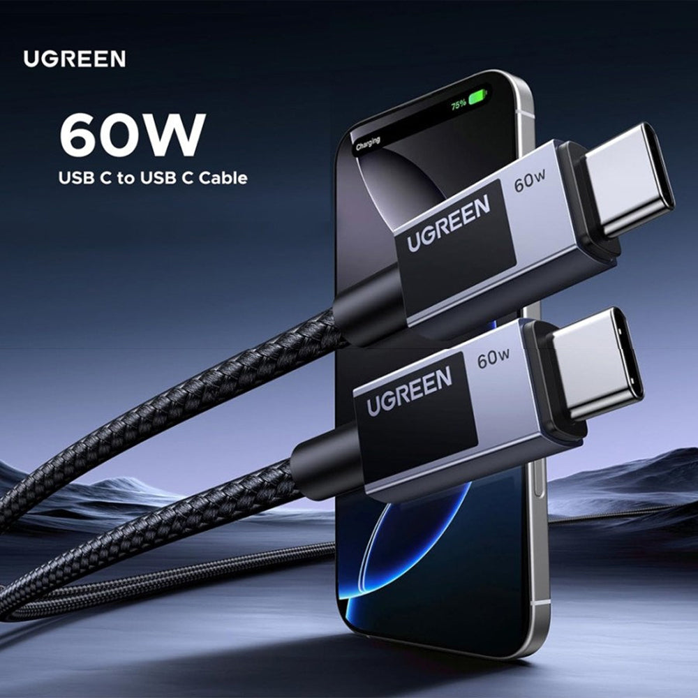 Cable de Datos y Carga USB-C - USB-C UGREEN L524, 60W, 1m, Gris