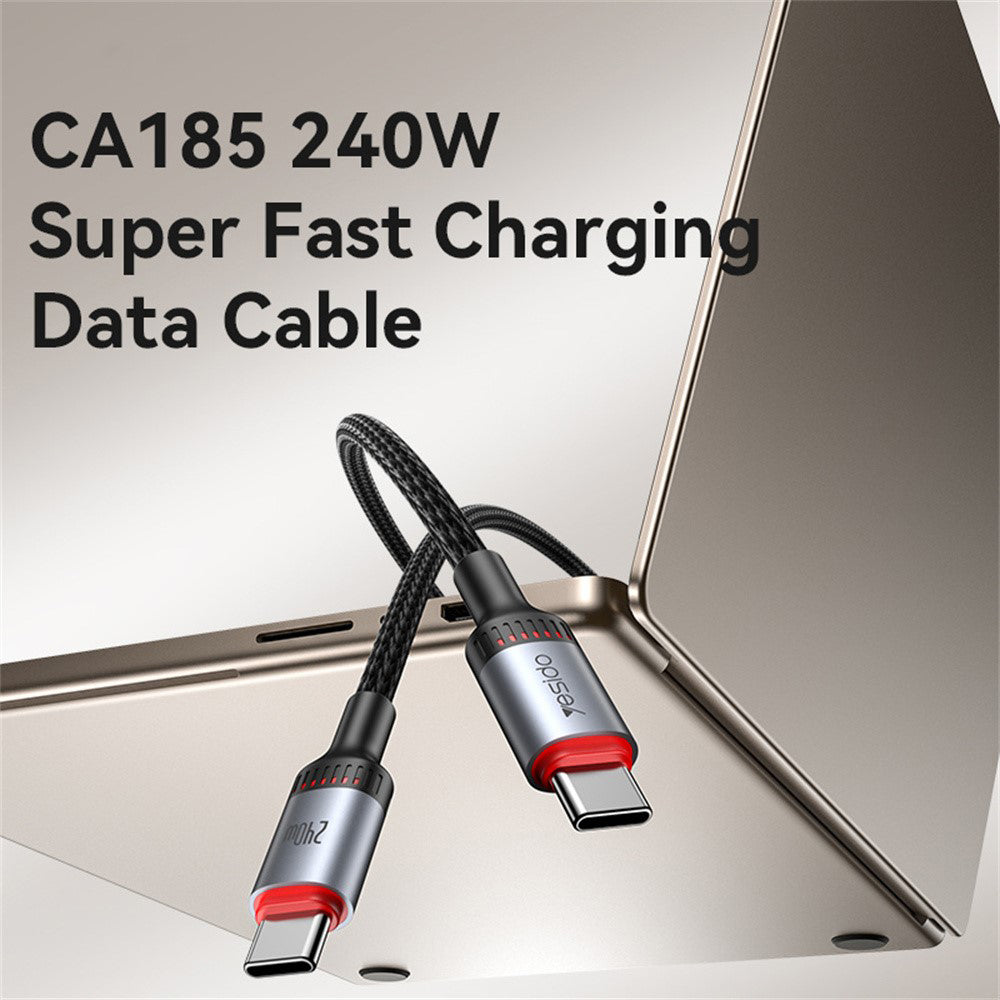 Cable de Datos y Carga USB-C - USB-C Yesido CA185, 240W, 1.2m, Negro