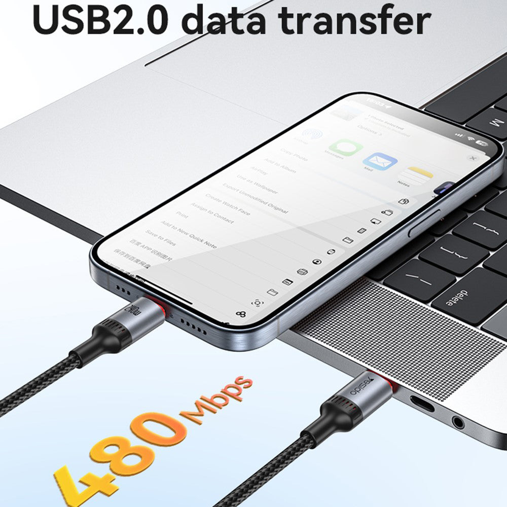 Cable de Datos y Carga USB-C - USB-C Yesido CA185, 240W, 1.2m, Negro