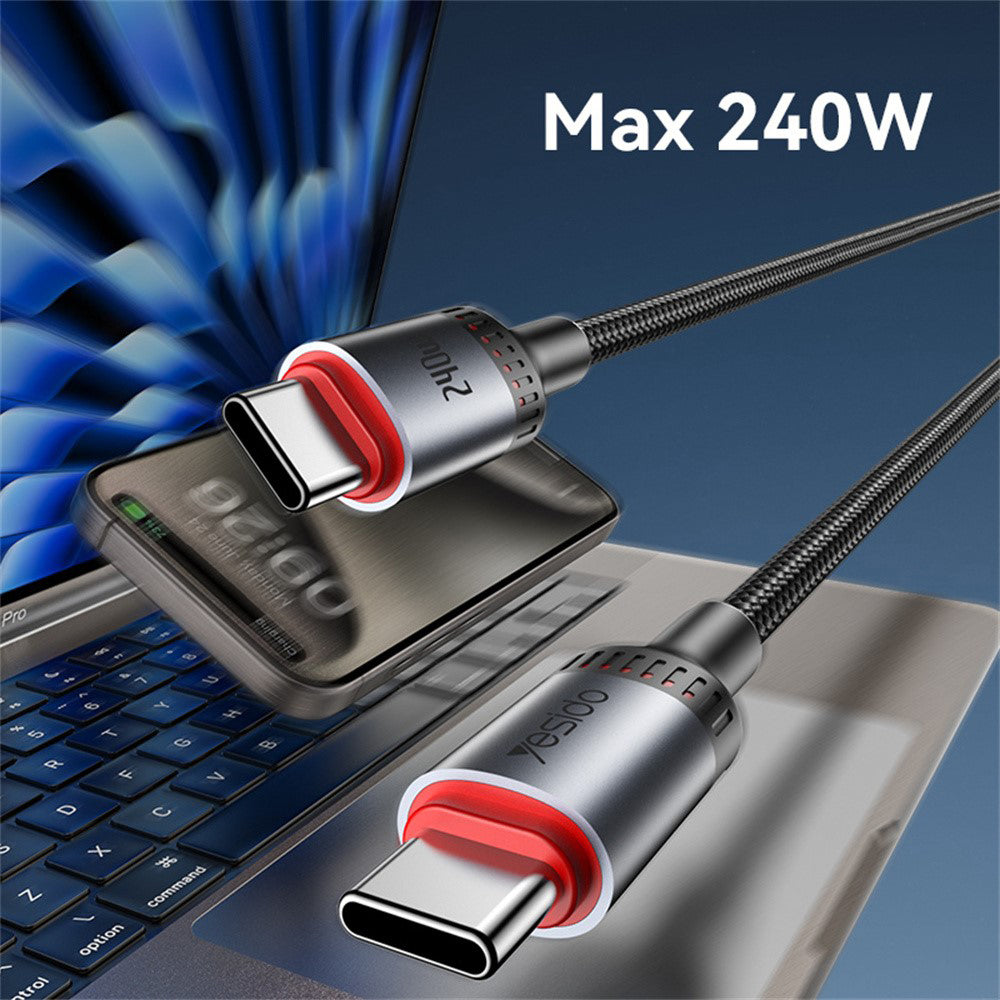 Cable de Datos y Carga USB-C - USB-C Yesido CA185, 240W, 1.2m, Negro