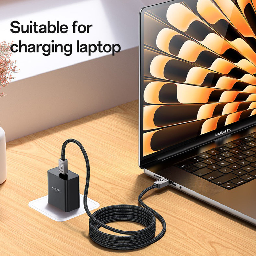 Cable de Datos y Carga USB-C - USB-C Yesido CA196, 60W, 1.2m, Negro