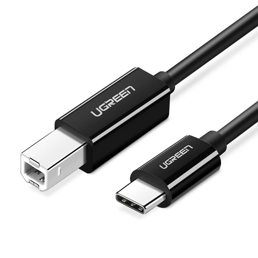Cable de impresora UGREEN US241, USB-C - USB-B, 2m, Negro