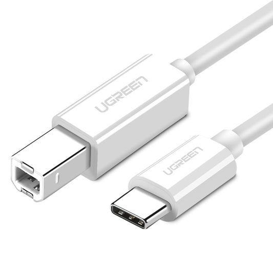 Cable de impresora UGREEN US241, USB-C - USB-B, 1,5m, Blanco