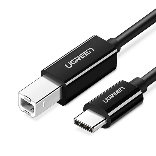 Cable de impresora UGREEN US241, USB-C - USB-B, 1m, Negro