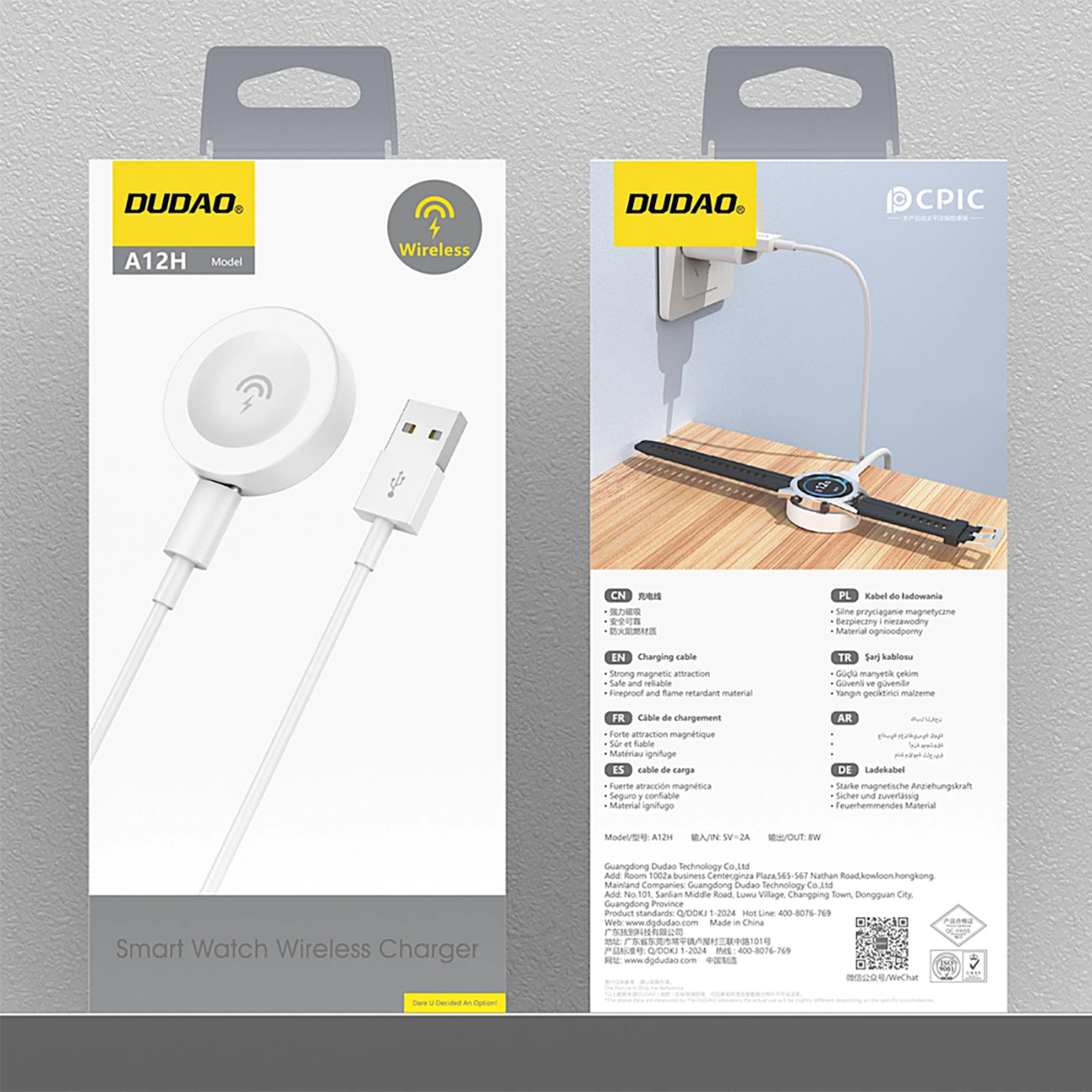 Cargador Inalámbrico Dudao A12H para Huawei Watch Series, USB-A, Blanco