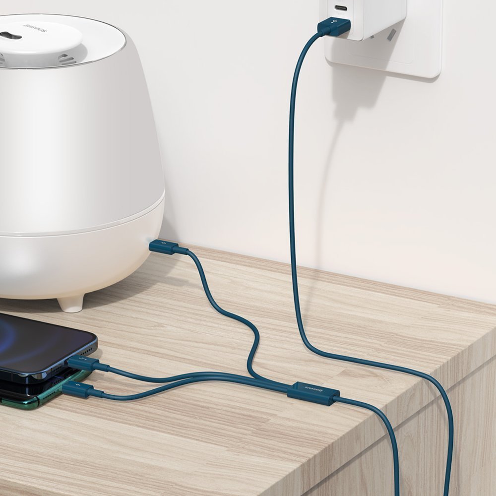 Cable de carga USB-A - Lightning / microUSB / USB-C Baseus Superior 3in1 Series, 20W, 1.5m, Azul CAMLTYS-03