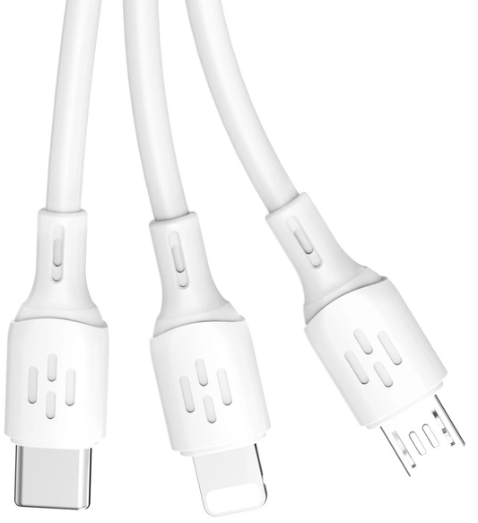 Cable de carga USB-A - Lightning / microUSB / USB-C Dudao L8A 3en1, 66W, 1.2m, Blanco