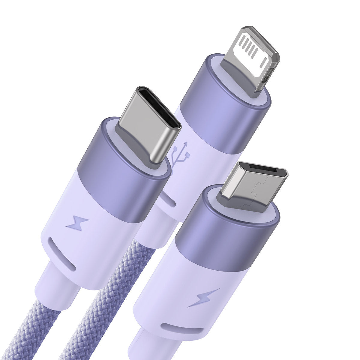 Cable de Carga USB-A - Lightning / microUSB / USB-C Baseus StarSpeed 3in1, 20W, 1.2m, Morado CAXS000005
