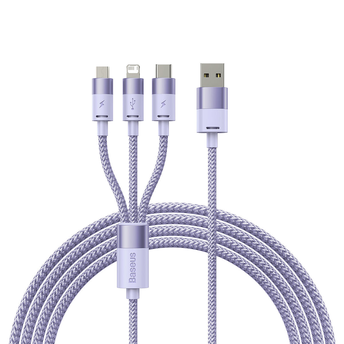 Cable de Carga USB-A - Lightning / microUSB / USB-C Baseus StarSpeed 3in1, 20W, 1.2m, Morado CAXS000005