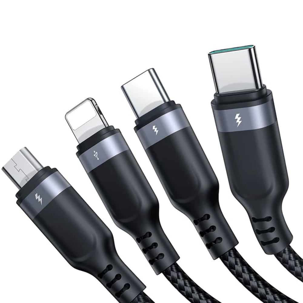Cable de carga USB-A - Lightning / microUSB / 2 x USB-C Joyroom S-1T4018A18 4en1, 20W, 1,2m, Negro