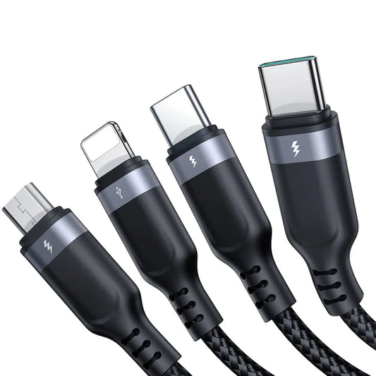 Cable de carga USB-A - Lightning / microUSB / 2 x USB-C Joyroom S-1T4018A18 4en1, 20W, 1,2m, Negro