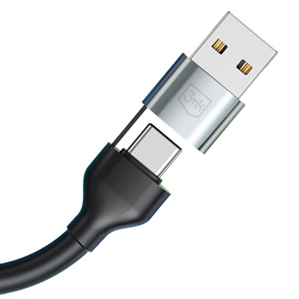 Cable de Carga USB-A / USB-C - Lightning / microUSB / USB-C 3MK Hyper N, 18W, 1.2m, Negro