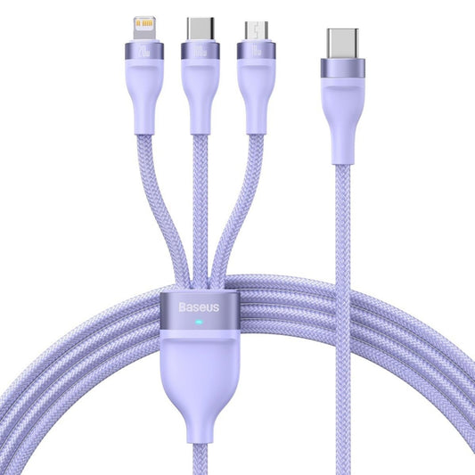 Cable de Carga USB-C - Lightning / microUSB / USB-C Baseus Flash Series II 3in1, 100W, 1.5m, Morado CASS030205