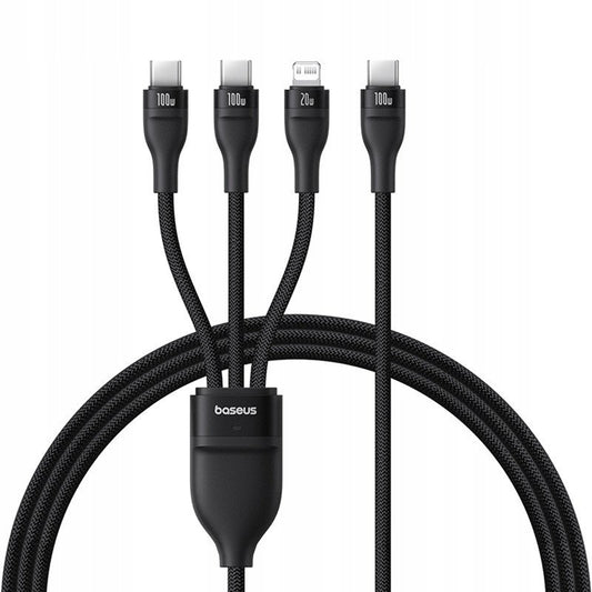 Cable de Carga USB-C - Lightning / 2 x USB-C Baseus Flash Series III 3in1, 100W, 1.5m, Negro P10377502111-00