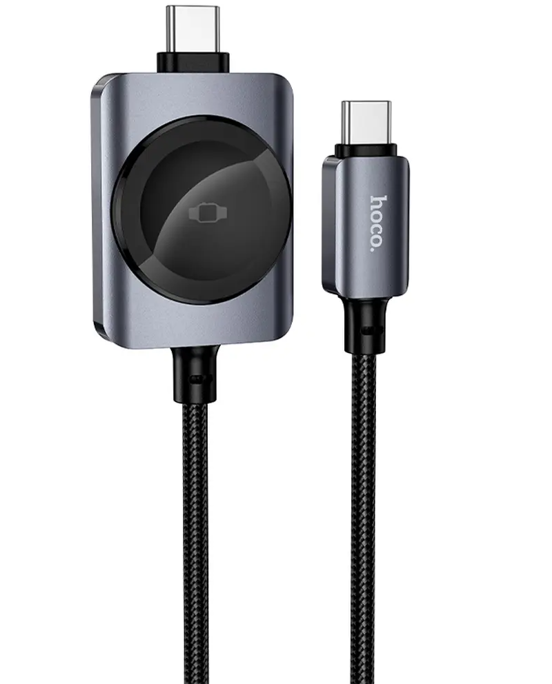 Cable de carga USB-C - USB-C HOCO CW66 2en1, 100W, 1.2m, Negro