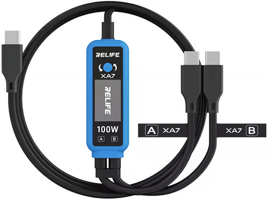 Cable de carga USB-C - 2 x USB-C Relife XA7 Display, 100W, 1.33m, Negro