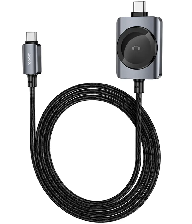 Cable de carga USB-C - USB-C HOCO CW66 2en1, 100W, 1.2m, Negro