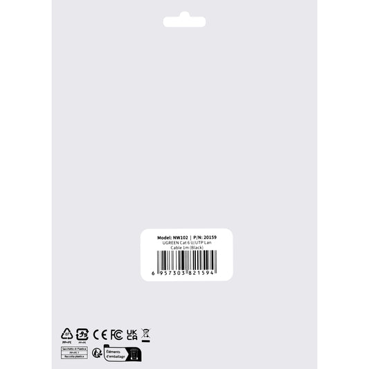 Cable de red UGREEN NW102, UTP, Cat6, 1m, Negro