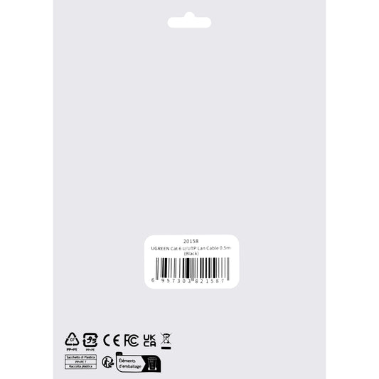 Cable de red UGREEN NW102, UTP, Cat6, 0,5m, Negro