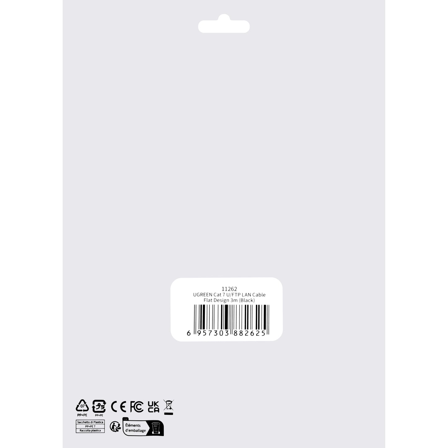 Cable de Red UGREEN NW106 Plano, UTP, Cat7, 3m, Negro