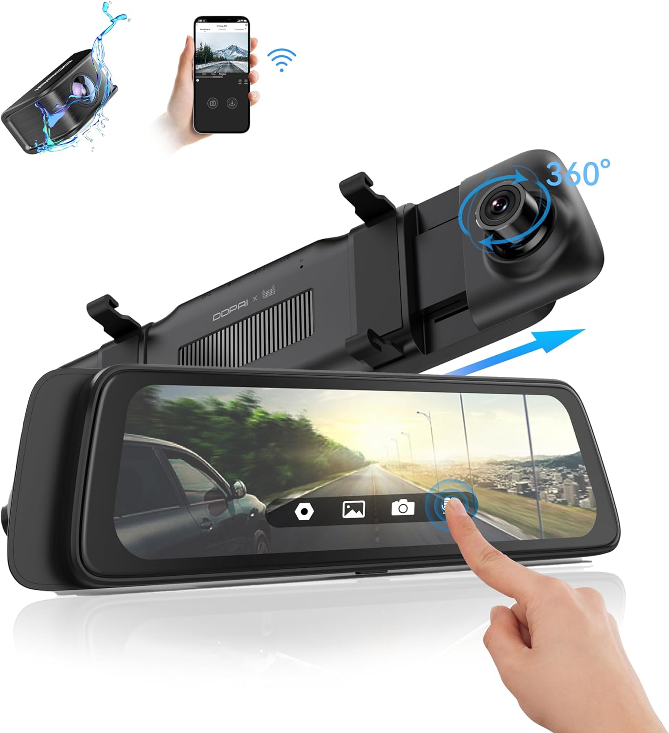 Cámara Auto Delantera Trasera DDPAI mola E3, 2K, Wi-Fi