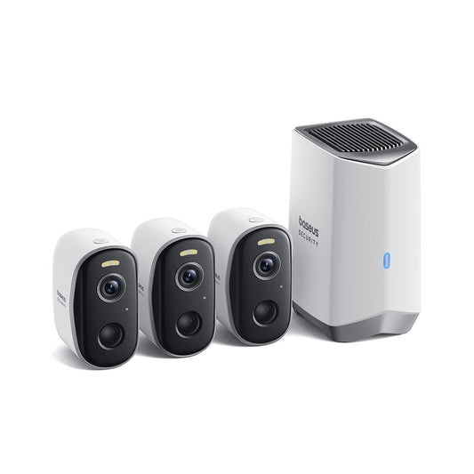 Cámara de Vigilancia Baseus N1, Wi-Fi, 2K, IP67, Exterior, Set de 3 piezas, Blanca S0TW022131