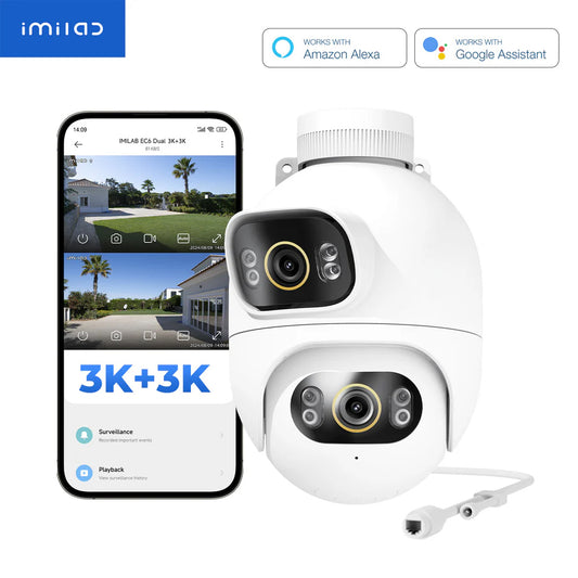 Cámara de Vigilancia iMILAB EC6 Dual, Wi-Fi, 3K, IP66, Exterior CMSXJ68A