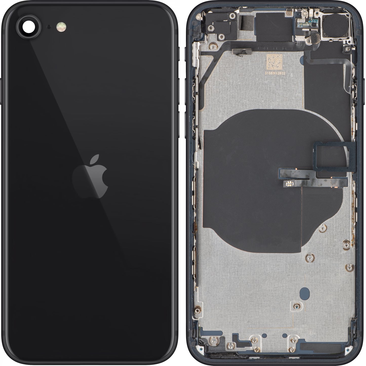 Apple iPhone SE (2022) Cubierta de batería, con media funda, Negro (medianoche), Swap