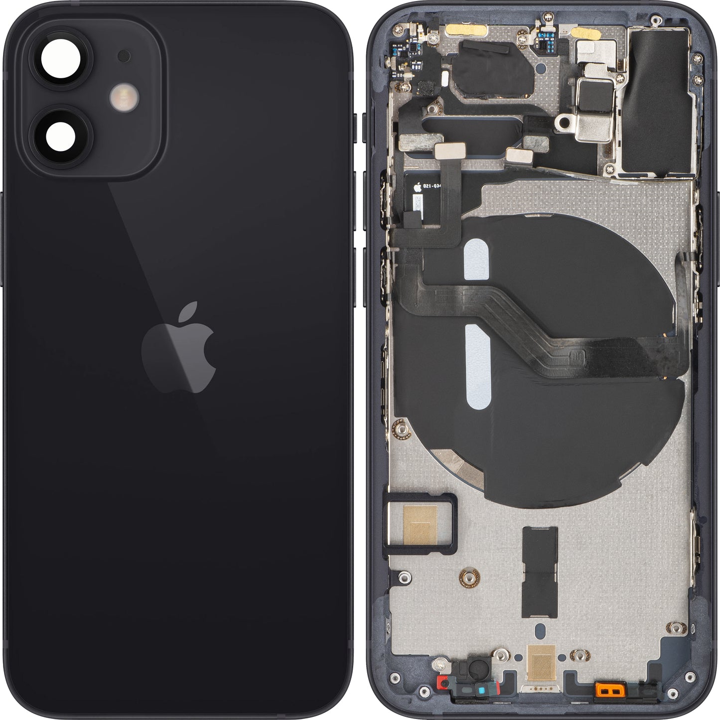 Apple iPhone 12 mini cubierta de la batería, con el caso del medio, Negro, Swap