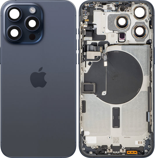 Tapa de Batería Apple iPhone 15 Pro Max, Con Carcasa Central, Azul (Blue Titanium), Swap