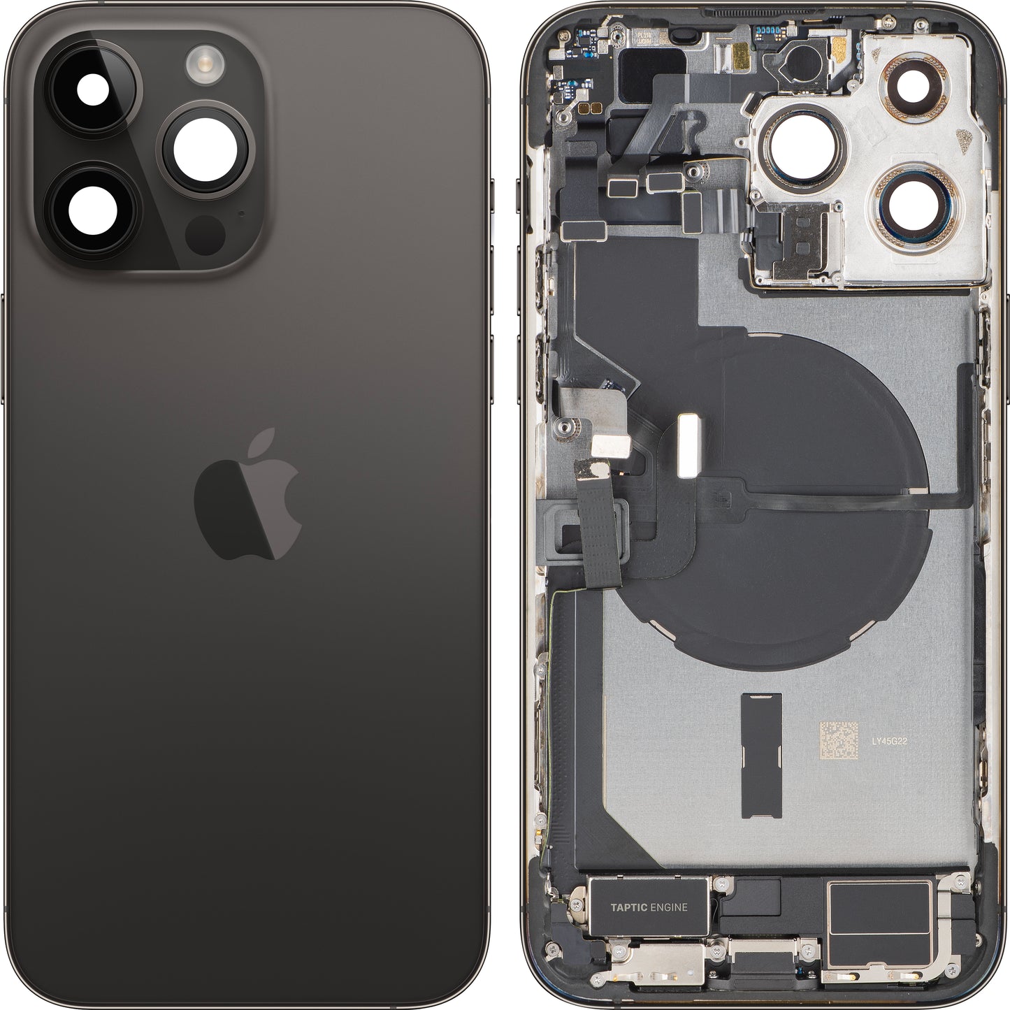 Tapa de Batería Apple iPhone 14 Pro Max, Con Carcasa Central, Piezas Completas, Negro (Space Black), Swap