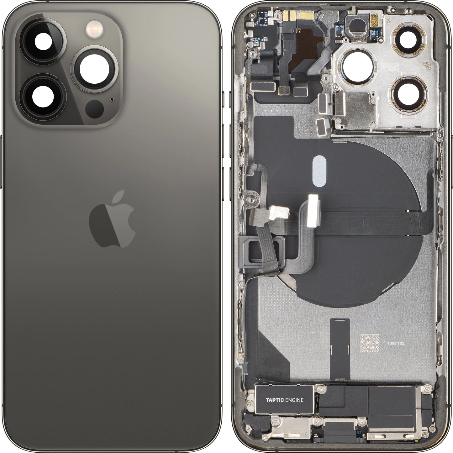 Tapa de Batería Apple iPhone 13 Pro, Con Carcasa Central, Piezas Completas, Negro (Grafito), Intercambio