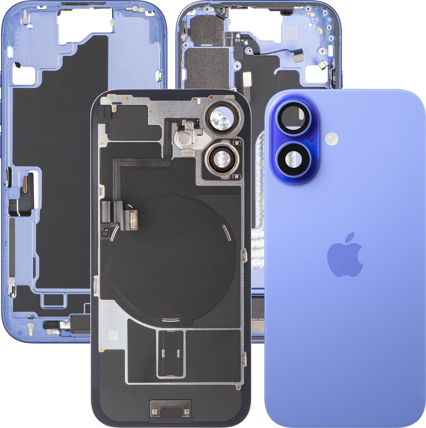Tapa de Batería Apple iPhone 16, Con Carcasa Media, Piezas Completas, Azul (Ultramarino), Intercambio