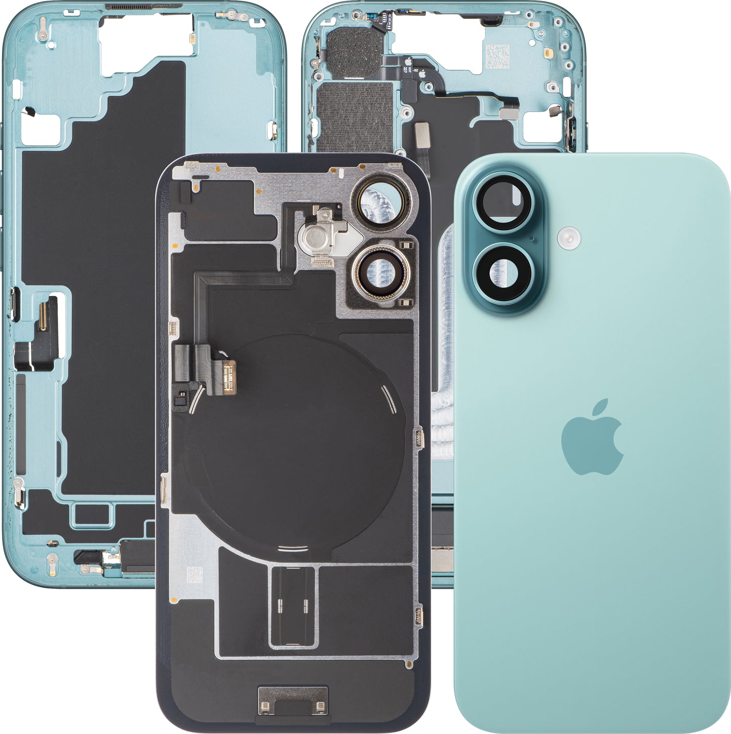 Tapa de Batería Apple iPhone 16, Con Carcasa Media, Piezas Completas, Verde (Teal), Swap