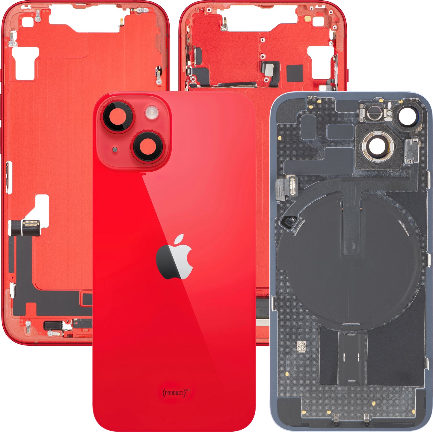 Tapa de Batería Apple iPhone 14, Con Carcasa Central, Piezas Completas, Rojo, Swap