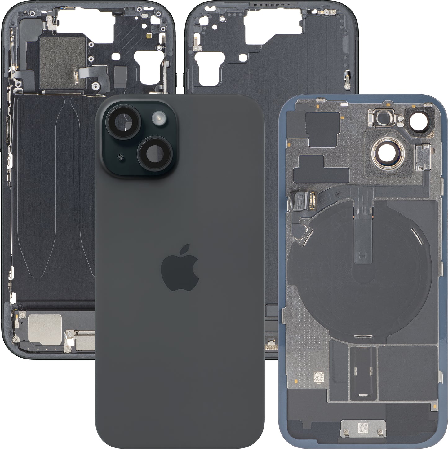 Tapa de Batería Apple iPhone 15, Con Carcasa Central, Piezas Completas, Negro, Swap