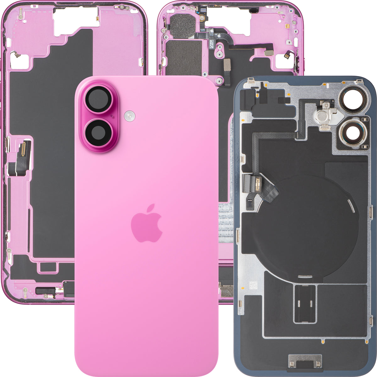 Tapa de Batería Apple iPhone 16 Plus, Con Carcasa Media, Piezas Completas, Rosa, Swap Premium