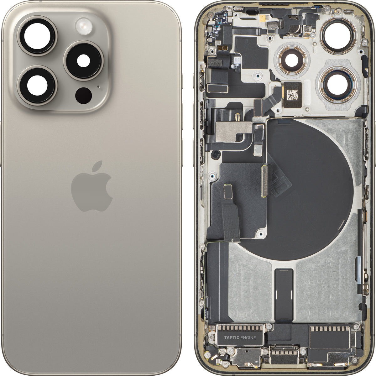 Tapa de batería Apple iPhone 15 Pro, con carcasa intermedia, versión estadounidense, beige (titanio natural), reacondicionada