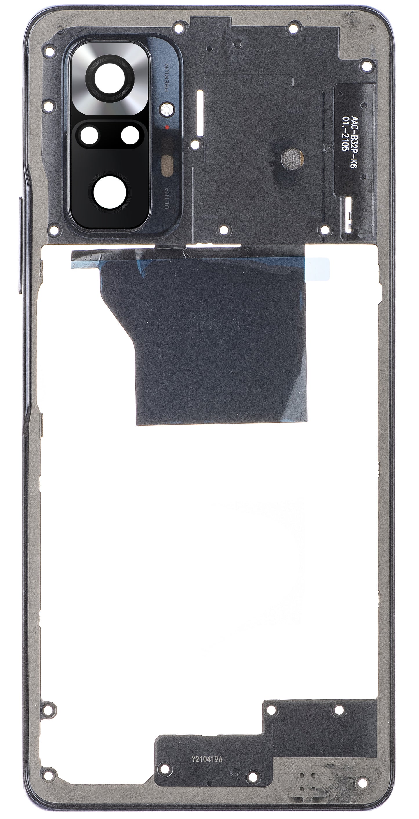 Carcasa Media - Cristal de Cámara Trasera Xiaomi Redmi Note 10 Pro, Gris