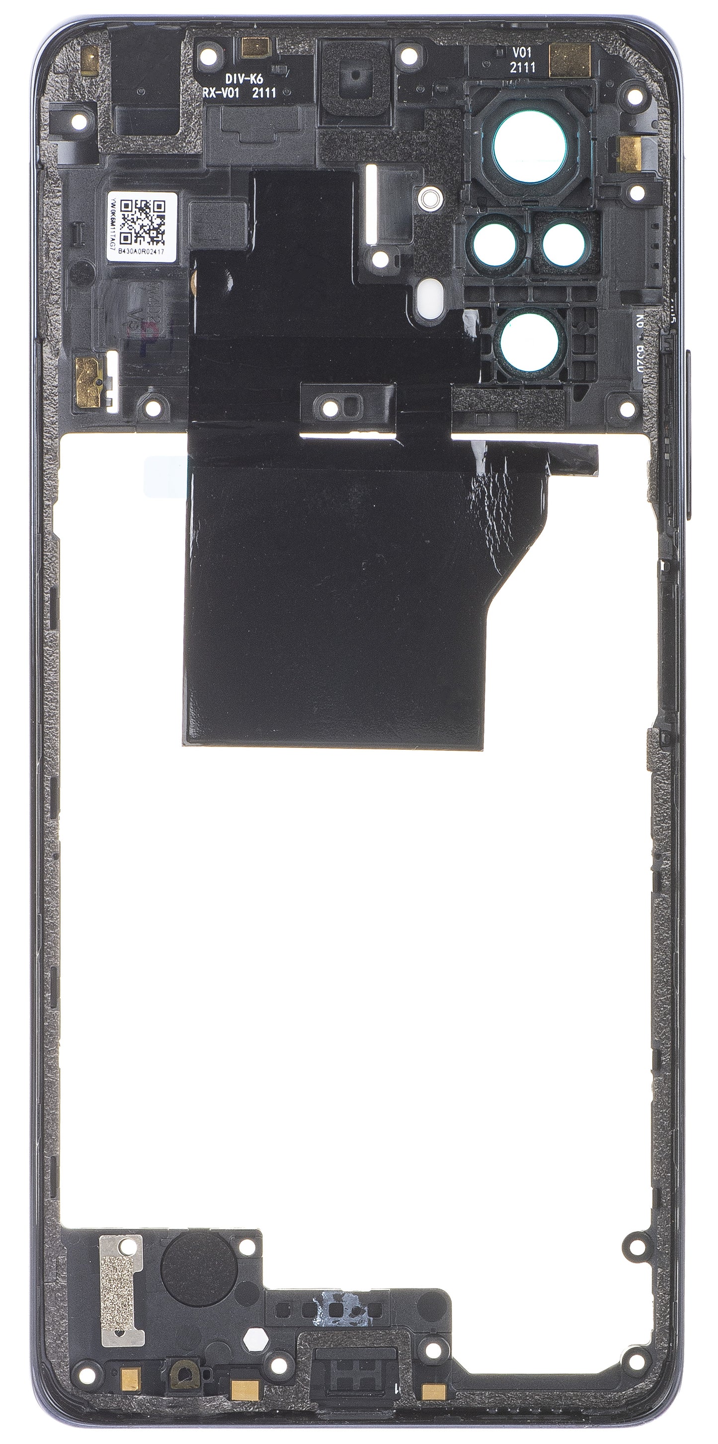 Carcasa Media - Cristal de Cámara Trasera Xiaomi Redmi Note 10 Pro, Gris