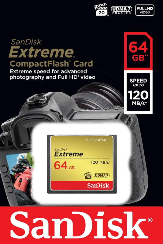 Tarjeta de Memoria CompactFlash SanDisk Extreme, 64Gb, UDMA 7 SDCFXSB-064G-G46