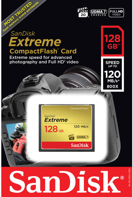 Tarjeta de Memoria CompactFlash SanDisk Extreme, 128Gb, UDMA 7 SDCFXSB-128G-G46