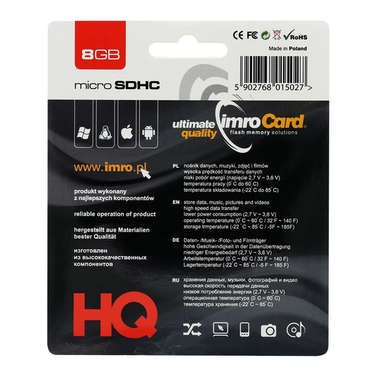 Tarjeta de Memoria microSDHC Imro, 8Gb, Clase 4