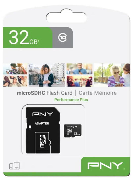 Tarjeta de Memoria microSDHC PNY Performance Plus, 32Gb, Con Adaptador P-SDU32G10PPL-GE
