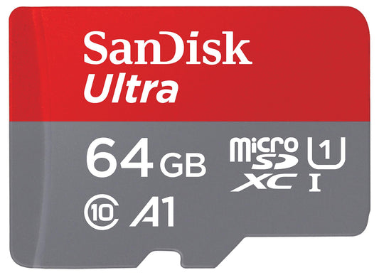 Tarjeta de Memoria microSDXC SanDisk Ultra Android A1, 64Gb, Clase 10 / UHS-1 U1, Con Adaptador SDSQUAB-064G-GN6MA