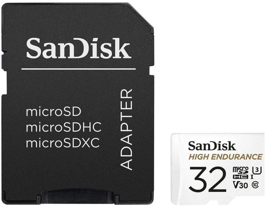Tarjeta de Memoria microSDHC SanDisk High Endurance, 32Gb, Clase 10 / UHS-1 U3, Con Adaptador SDSQQNR-032G-GN6IA