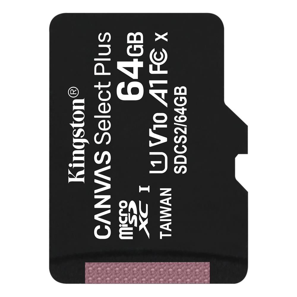 Tarjeta de Memoria Kingston Canvas Select Plus, 64Gb, Clase 10 / UHS-1 U1 SDCS2/64GBSP microSDXC