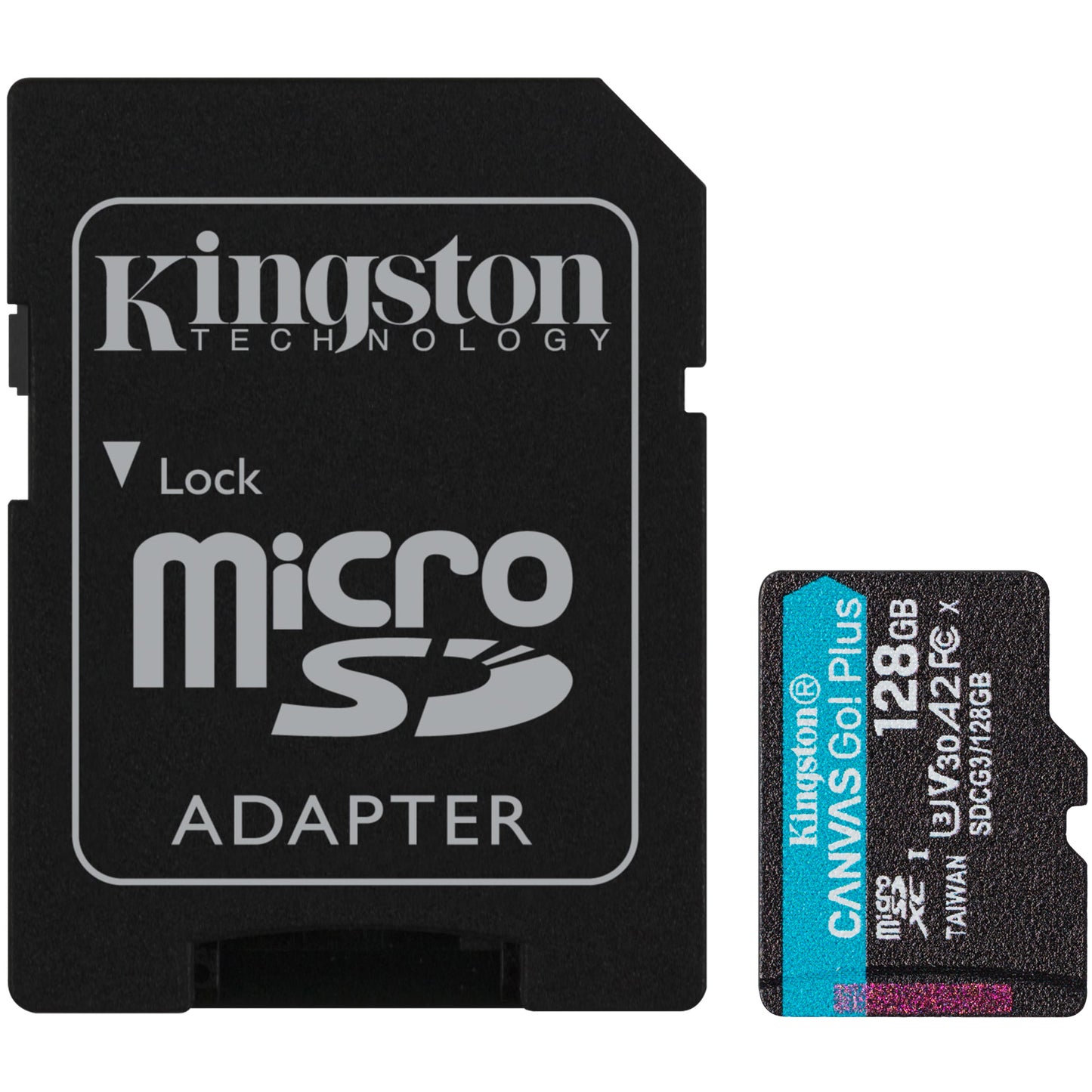 Tarjeta de memoria microSDXC Kingston Canvas Go Plus, 128Gb, Clase 10 / UHS-1 U3, Con adaptador SDCG3/128GB
