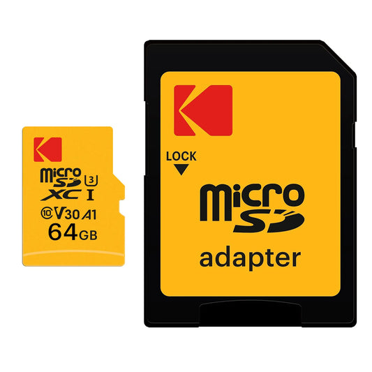 Tarjeta de Memoria microSDXC Kodak Ultra Performance, 64Gb, Clase 10 / UHS-1 U3, Con Adaptador EKMSDM64GXC10HPRK